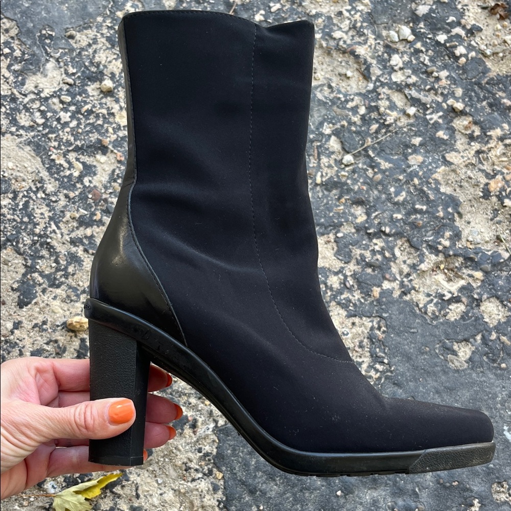 EUC Donald J. Pliner leather/nylon Black Heeled Boots with Zipper - Picture 8 of 16